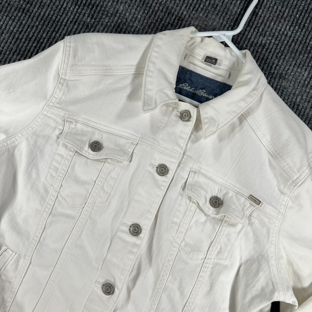 Eddie Bauer Denim Jacket Womens XL Extra Large Long Sleeve Button Up Casual